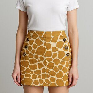 J.Crew Giraffe Print Button-Front Mini Skirt